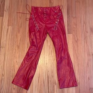 Red leather pants size large